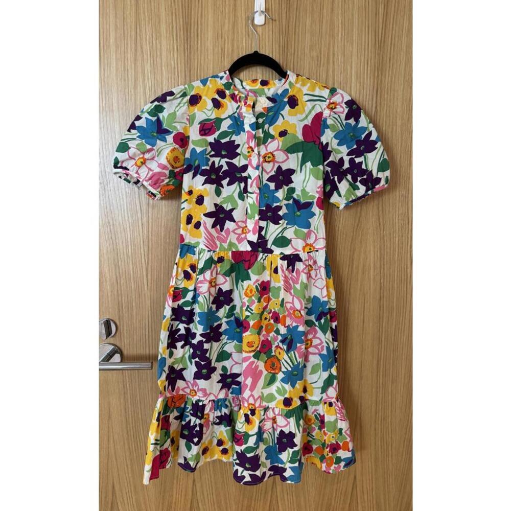 NWOT J.Crew 100% Cotton Puff Sleeve Button-Front Dress Floral Garden Size 00 - Picture 3 of 6